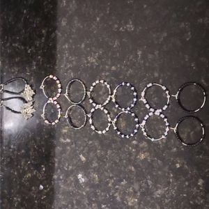 Earring Hoop's Silver Small/Medium 7Ct. Black Black Ocean Collection